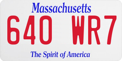 MA license plate 640WR7