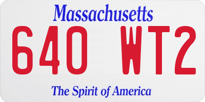 MA license plate 640WT2