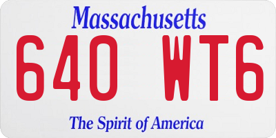 MA license plate 640WT6