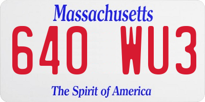 MA license plate 640WU3