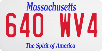 MA license plate 640WV4