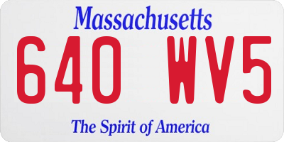 MA license plate 640WV5