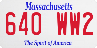 MA license plate 640WW2