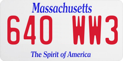 MA license plate 640WW3