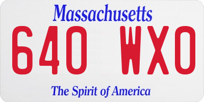 MA license plate 640WX0