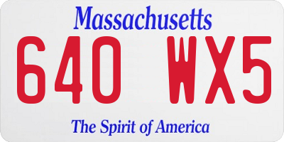 MA license plate 640WX5