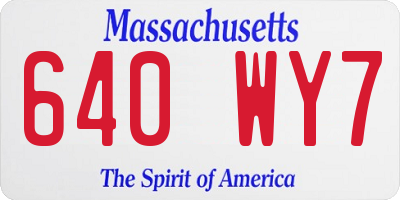 MA license plate 640WY7