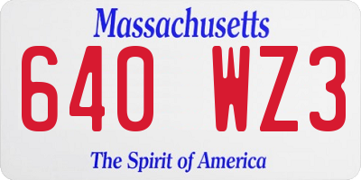 MA license plate 640WZ3