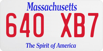 MA license plate 640XB7