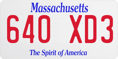 MA license plate 640XD3