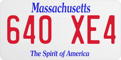 MA license plate 640XE4