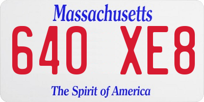 MA license plate 640XE8