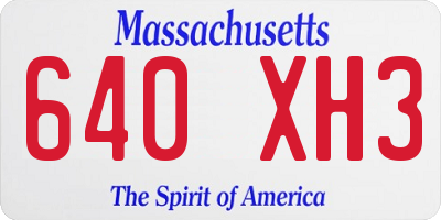 MA license plate 640XH3