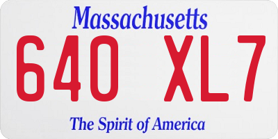 MA license plate 640XL7