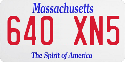 MA license plate 640XN5