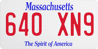 MA license plate 640XN9