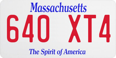 MA license plate 640XT4