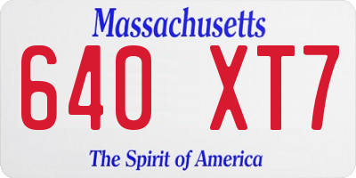 MA license plate 640XT7