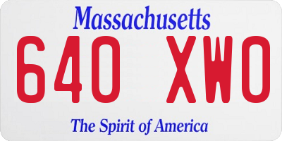 MA license plate 640XW0