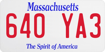 MA license plate 640YA3