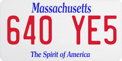 MA license plate 640YE5