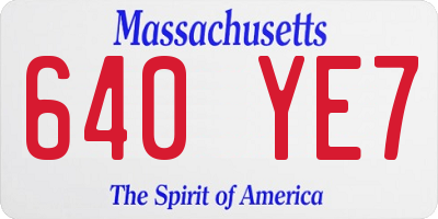 MA license plate 640YE7