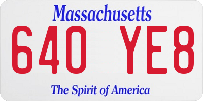MA license plate 640YE8