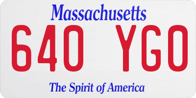 MA license plate 640YG0