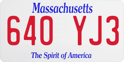 MA license plate 640YJ3