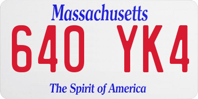 MA license plate 640YK4