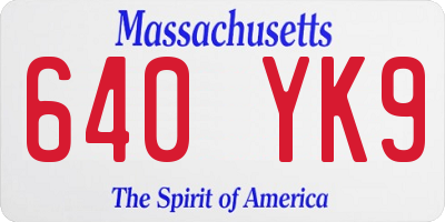 MA license plate 640YK9
