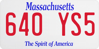 MA license plate 640YS5