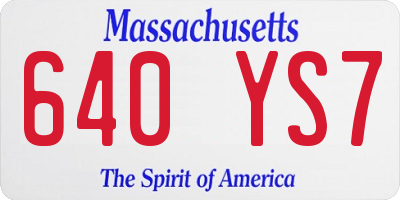 MA license plate 640YS7
