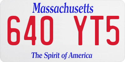 MA license plate 640YT5