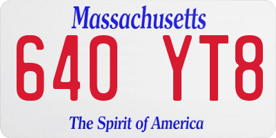 MA license plate 640YT8