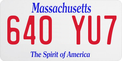MA license plate 640YU7