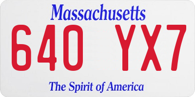 MA license plate 640YX7