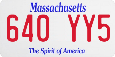 MA license plate 640YY5