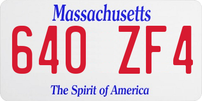 MA license plate 640ZF4