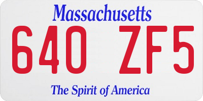 MA license plate 640ZF5