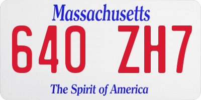 MA license plate 640ZH7