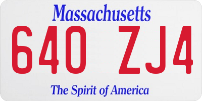 MA license plate 640ZJ4