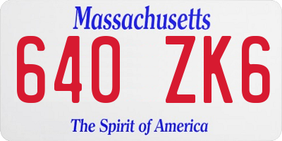 MA license plate 640ZK6