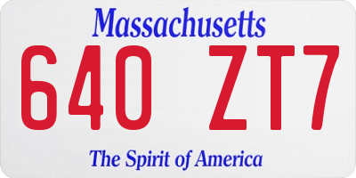 MA license plate 640ZT7