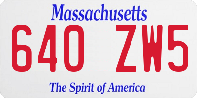 MA license plate 640ZW5