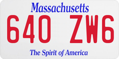 MA license plate 640ZW6