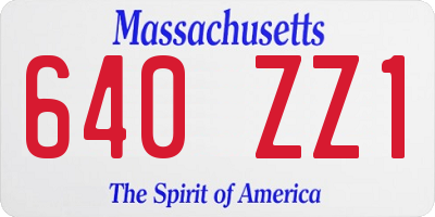 MA license plate 640ZZ1