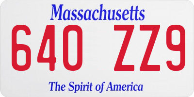 MA license plate 640ZZ9