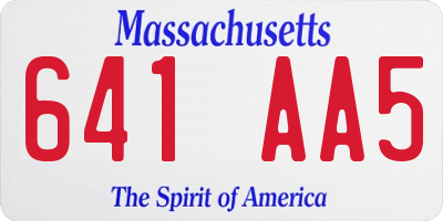 MA license plate 641AA5