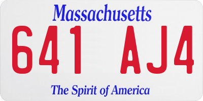 MA license plate 641AJ4